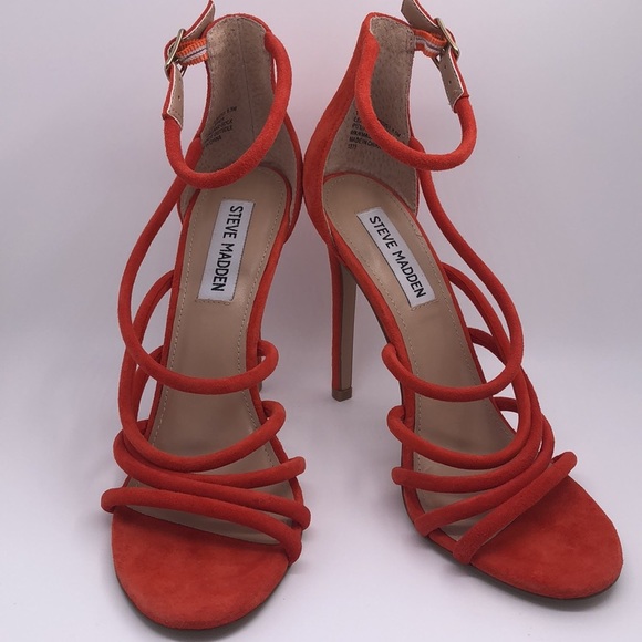 Steve Madden Fiery Orange Spiral Heels - Picture 2 of 7